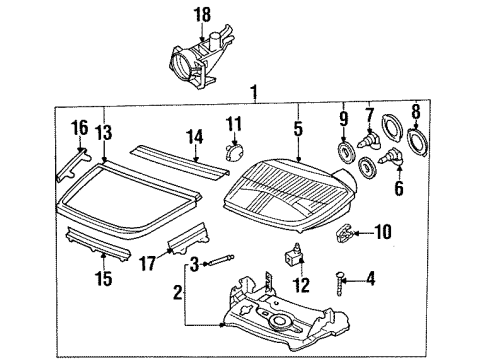 1990 Nissan 300ZX Bulbs Driver Side Headlamp Assembly Diagram for B6060-30P00