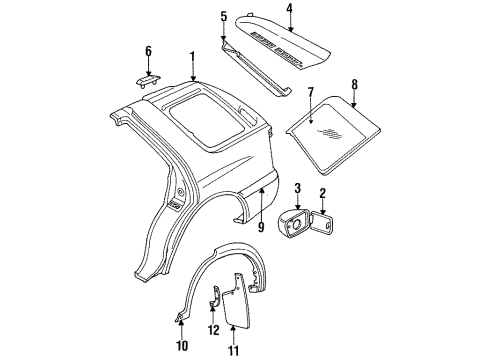 1995 Honda Passport Quarter Panel & Components Lid, Fuel Neck Diagram for 8-94337-072-3
