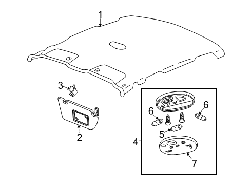 2004 Pontiac GTO Interior Trim - Roof Bulb, Dome Lamp Diagram for 92140559