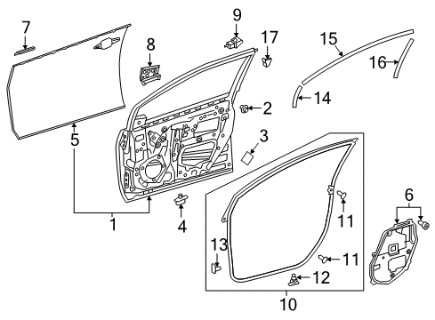 2018 Toyota Prius Prime Front Door Outer Panel Diagram for 67112-47050