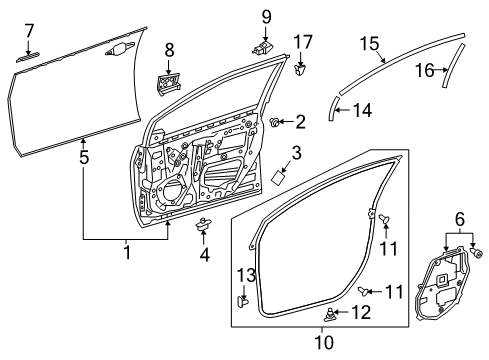 2018 Toyota Prius Prime Front Door Door Shell Diagram for 67001-47152