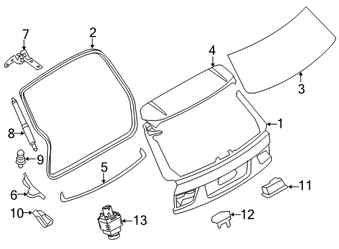 2018 BMW X5 Lift Gate Trunk Lid, Top Diagram for 41007378121