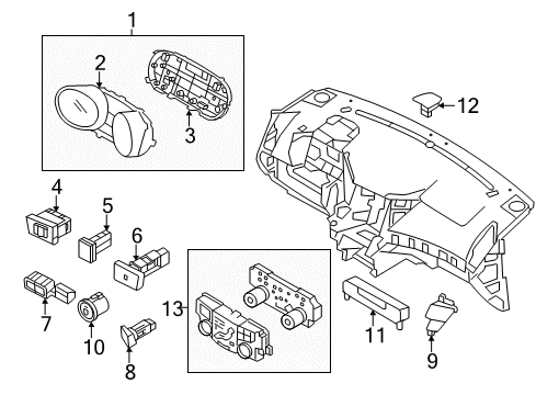 2014 Hyundai Sonata Ignition Lock Cluster Assembly-Instrument Diagram for 94001-4R003