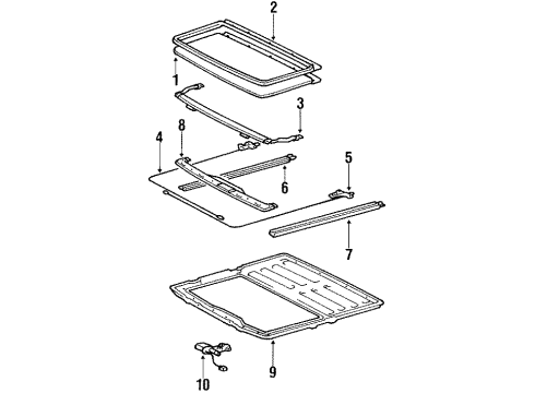 1988 Toyota Corolla Sunroof Cable, Sliding Roof Drive, RH Diagram for 63223-20010