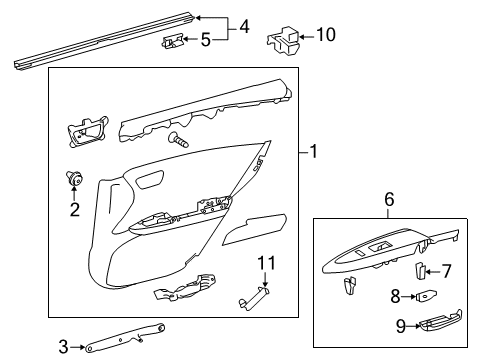 2013 Toyota Avalon Rear Door Door Trim Panel Diagram for 67640-07120-20