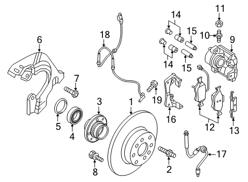 2018 Ram ProMaster City Brake Components Front Brake Rotor Diagram for 68276444AA