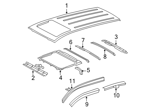 2010 Toyota RAV4 Roof & Components Sunroof Reinforcement Support Diagram for 63118-0R010