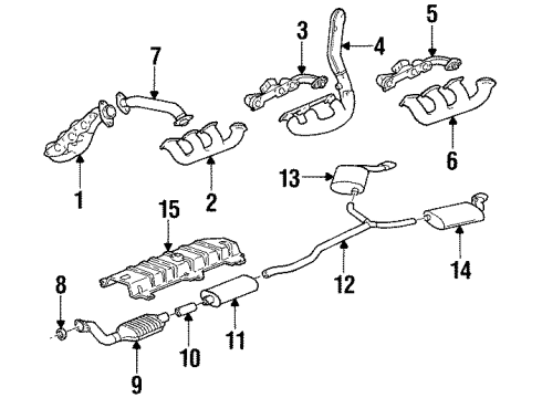 1995 Buick Riviera Exhaust Components, Exhaust Manifold Exhaust Manifold Assembly (Wheelhouse/Shield) Right Diagram for 24500678