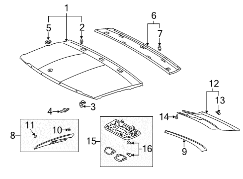 2009 Lexus SC430 Interior Trim - Retractable Top Lamp Assy, Map Diagram for 81260-24100-A0