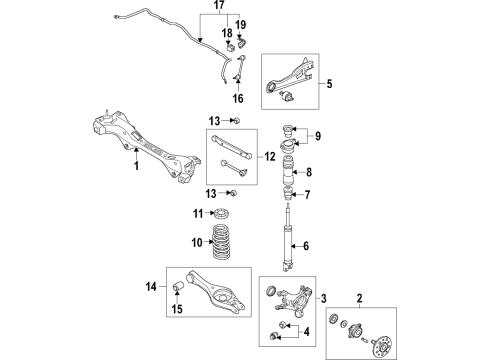 2020 Hyundai Ioniq Rear Suspension Components, Lower Control Arm, Upper Control Arm, Stabilizer Bar Bar Assembly-Rear Stabilizer Diagram for 55510G4AB0