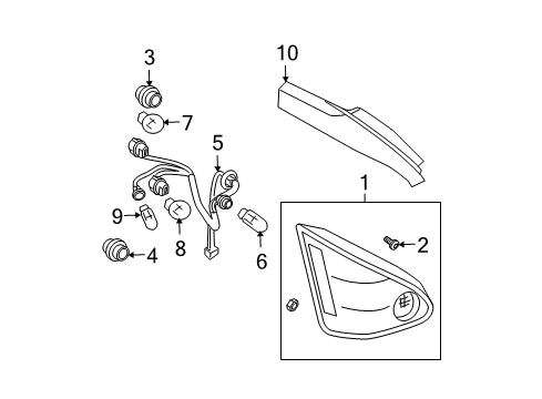 2008 Nissan Maxima Bulbs Rear Combination Lamp Socket Assembly Diagram for 26551-7Y000