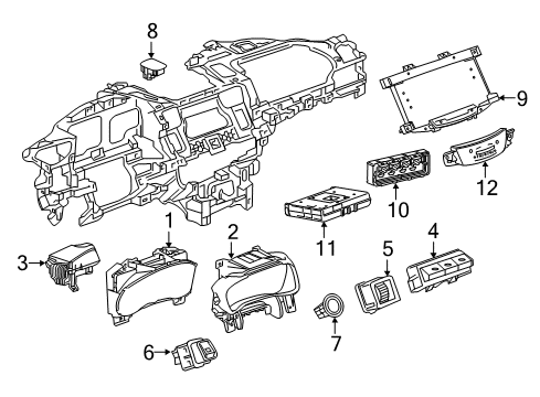 2018 Cadillac CT6 Switches Cluster Bezel Diagram for 23379327