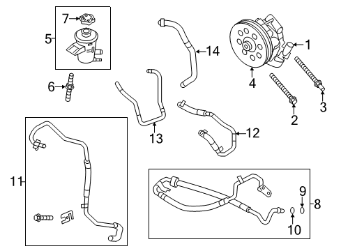 2014 Ford F-150 P/S Pump & Hoses, Steering Gear & Linkage Upper Return Hose Diagram for AL3Z-3A713-F