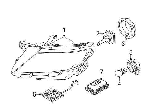 2015 Lincoln MKX Headlamps Composite Assembly Diagram for BA1Z-13008-A