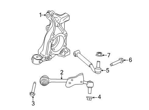 2020 Ford Mustang Front Suspension Components, Lower Control Arm, Stabilizer Bar Rear Lower Control Arm Diagram for KR3Z-3079-C