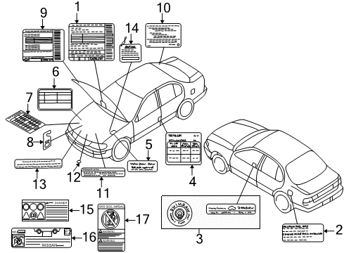 2001 Infiniti I30 Information Labels Label-Vacuum Piping Diagram for 22304-4Y900