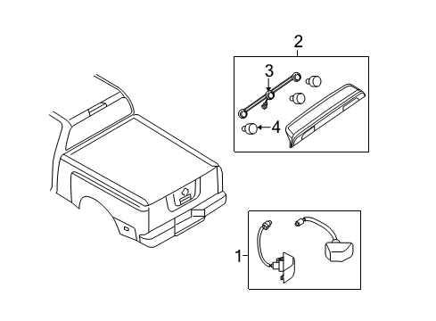 2017 Nissan Frontier High Mounted Stop Lamp, License Lamps License Plate Lamp Assy Diagram for 26510-9BF0A