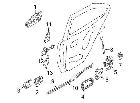 2002 Nissan Sentra Front Door Hinge Assy-Rear Door Diagram for H2401-5M0MA