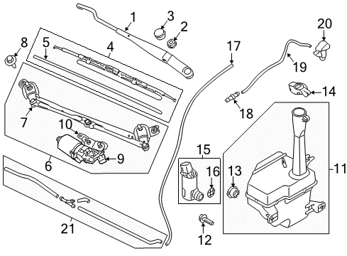 2013 Kia Forte Wiper & Washer Components Windshield Wiper Motor Assembly Diagram for 981101M000