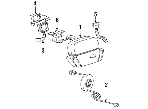 1992 Chevrolet Beretta Air Bag Components Sensor Asm-Inflator Restraint Front End Sheet Diagram for 16088861