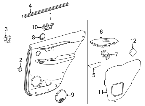 2016 Lexus NX200t Interior Trim - Rear Door WEATHERSTRIP, Rear Door Diagram for 68174-78010