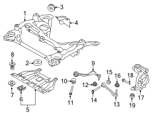 2017 BMW M4 Front Suspension Components, Lower Control Arm, Stabilizer Bar Rubber Mounting Right Tension Strut Diagram for 31122284532