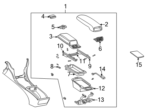 2005 Lexus LS430 Console Lock, Console Compartment Door Diagram for 58971-50010-C0