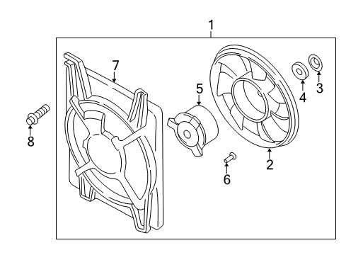 2003 Hyundai Elantra A/C Condenser Fan Motor-Condensor Cooling Fan Diagram for 97786-2D500