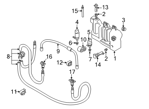 2002 BMW 525i Headlamp Washers/Wipers Fluid Container Diagram for 61677044896