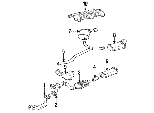 1997 Oldsmobile Aurora Exhaust Components Exhaust Manifold Pipe Assembly Rear Diagram for 3544525