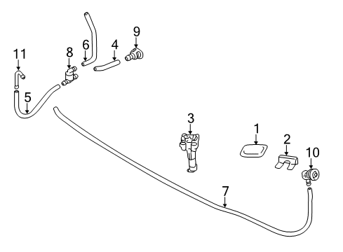 2013 Lexus CT200h Headlamp Washers/Wipers Hose Diagram for 90075-15087