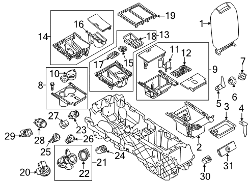 2013 Ford Taurus Anti-Theft Components Cup Holder Insert Diagram for AG1Z-5413562-AA