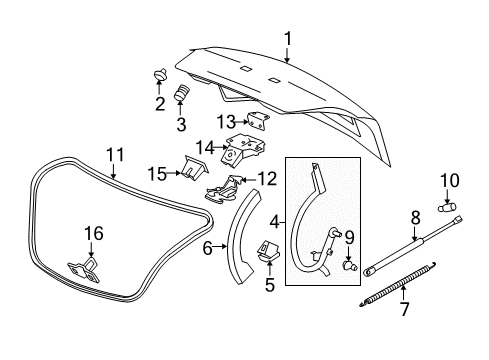 2011 Buick LaCrosse Trunk Lid Weatherstrip Diagram for 22762765