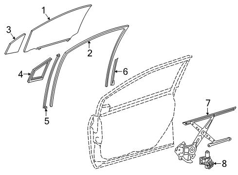 2021 Toyota Prius Front Door Sash Channel Diagram for 67404-47050