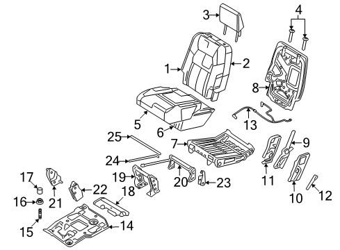 2006 Mercury Mountaineer Rear Seat Components Seat Cushion Pad Diagram for 6L2Z-7863841-BA