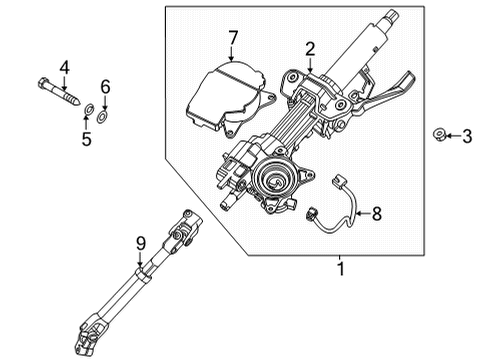 2022 Hyundai Santa Cruz Steering Column Assembly JOINT ASSY-STRG Diagram for 56400-K5000