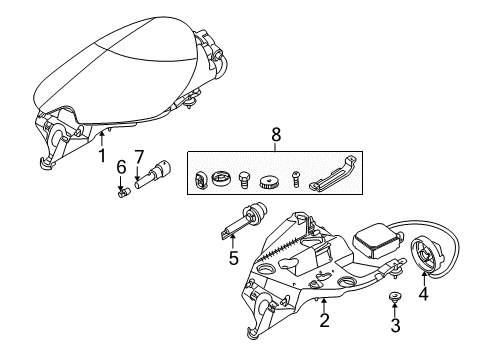 2003 BMW Z8 Combination Lamps Left Headlight Diagram for 63128385933