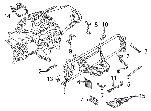 2016 Ford C-Max Instrument Panel Components Reinforce Beam Lower Support Diagram for CJ5Z-7804338-A