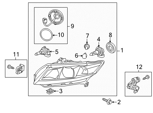 2013 Honda CR-Z Headlamps Cover, Rubber Diagram for 33126-SZT-G01