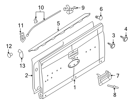 2010 Ford Explorer Sport Trac Tail Gate Handle Rivet Diagram for -W525172-S300