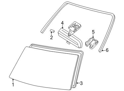 1997 Toyota 4Runner Windshield Glass, Reveal Moldings Stopper, Back Window Glass, NO.1 Diagram for 56116-35040
