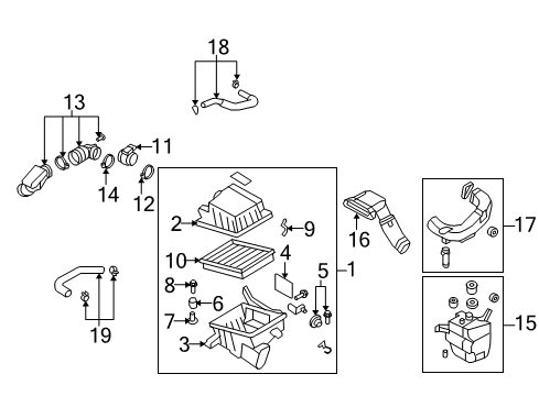 2008 Kia Rondo Powertrain Control Air Cleaner Assembly Diagram for 281101D100