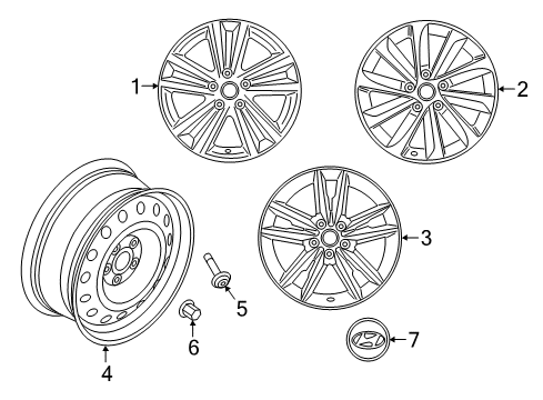 2016 Hyundai Sonata Wheels, Center Cap 17 Inch Wheel Diagram for 52910-C2250