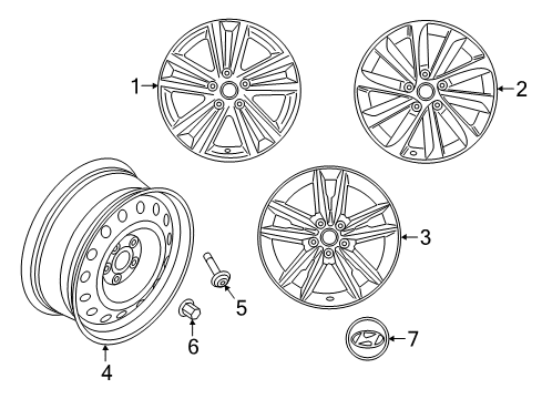 2016 Hyundai Sonata Wheels, Center Cap 17 Inch Wheel Nicks Diagram for 52910-C3210