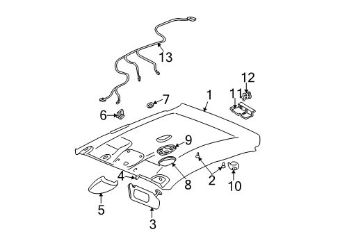 2001 Oldsmobile Alero Interior Trim - Roof Retainer-Dome Lamp (Push On) Diagram for 22615124