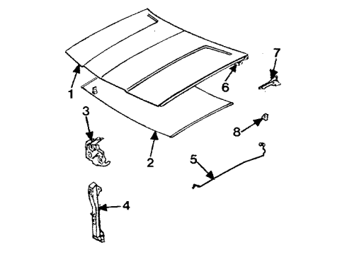 1985 Pontiac Grand Am Hood & Components Latch Asm Diagram for 10027595