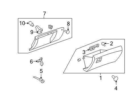 2016 Chevrolet Traverse Glove Box Striker Diagram for 22868410