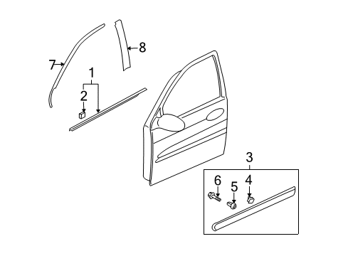 2011 Kia Sedona Exterior Trim - Front Door MOULDING Assembly-Front Door Diagram for 877124J000K5