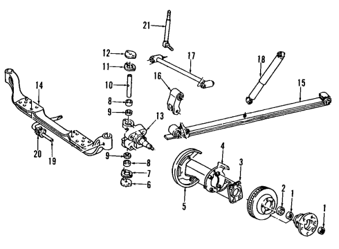 2000 GMC K3500 Front Suspension Components, Lower Control Arm, Upper Control Arm, Stabilizer Bar Leaf Spring Diagram for 15638995
