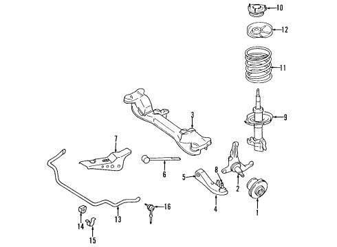 1998 Nissan 240SX Front Suspension Components, Lower Control Arm, Stabilizer Bar Knuckle Spindle-RH Diagram for 40014-5L310